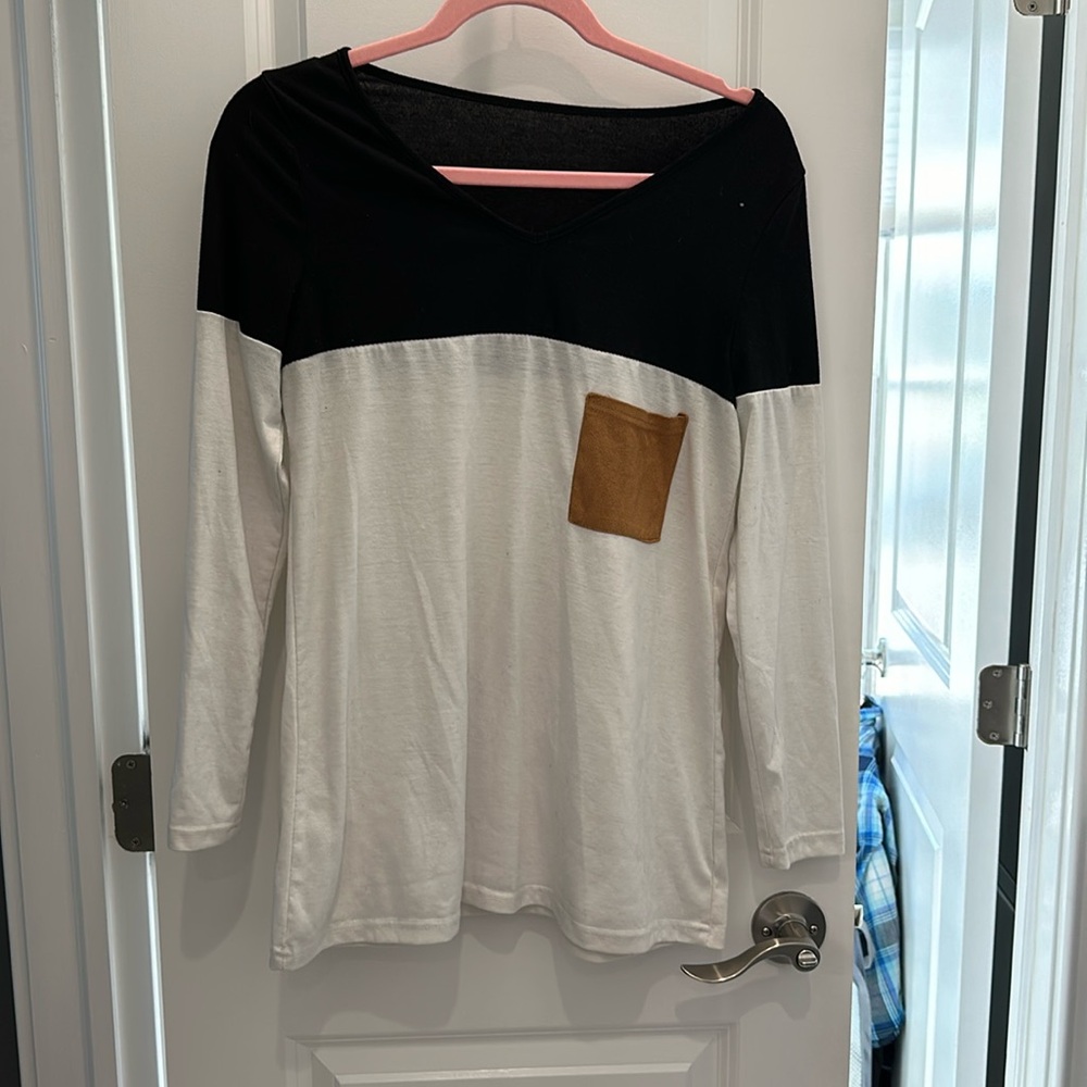 White and black long sleeve tunic